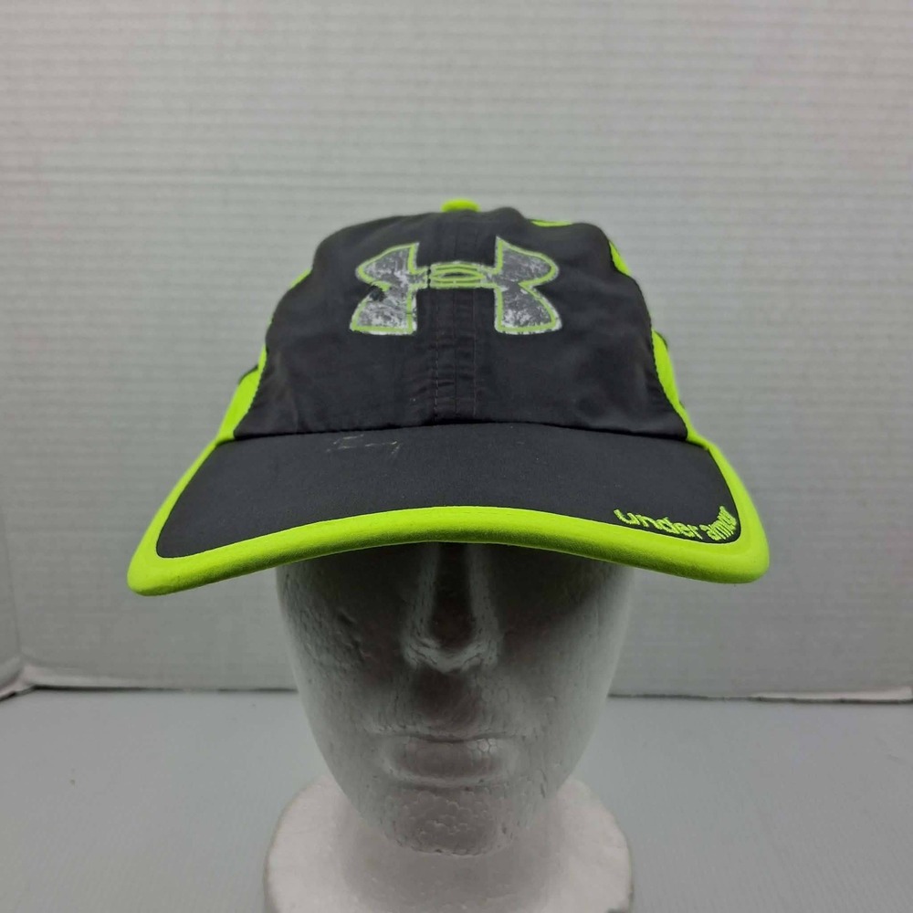Under Armour Womens HeatGear Running Hat Gray Neon Green‎ Adjustable OSFA